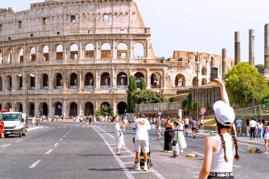 Family exploring the Colosseum in Rome