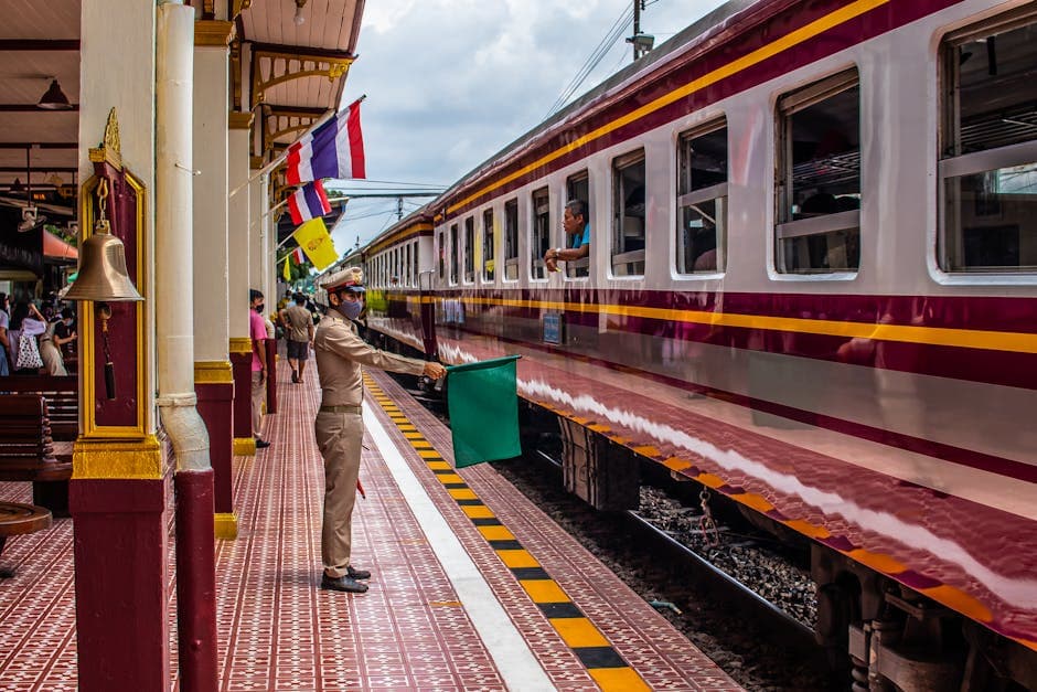 Ayutthaya travel train platform with historic signs